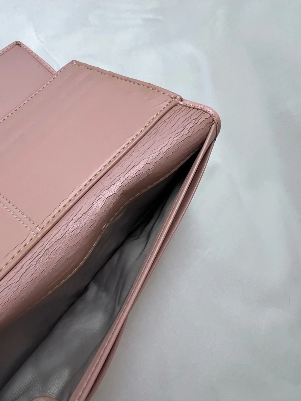 Coach Y2K era Blush Pink Tri-Fold Wallet with Round Silver C Emblem Buckle